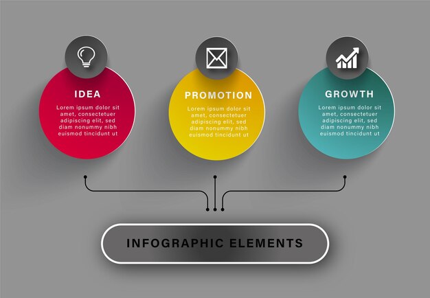 Vector Eps colorful circular infographic design with 3 steps or options