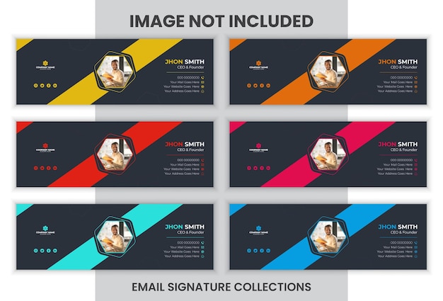 Vector vector eps file email signature design set in 6 colors