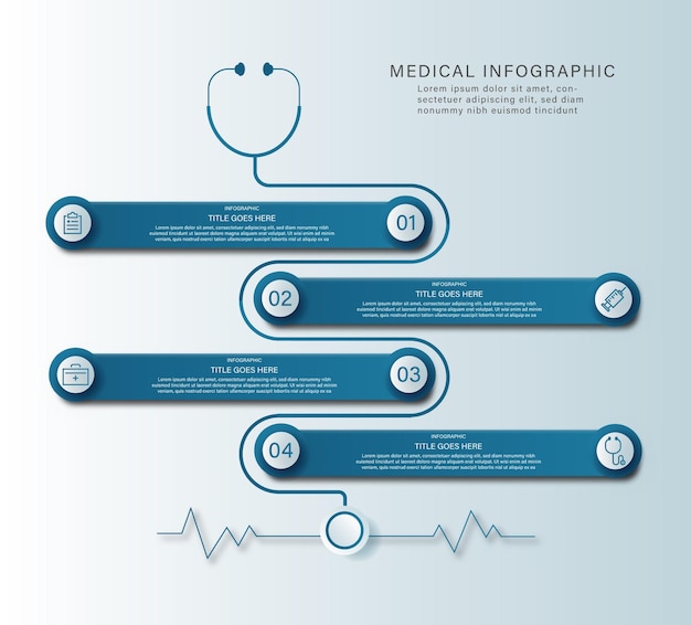 Vector vector eps four steps stethoscope infographic design