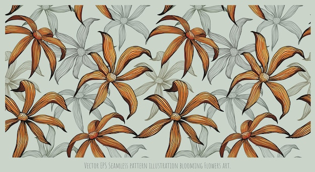 Vector EPS Naadloze patroonillustratie van bloeiende Bloemenart