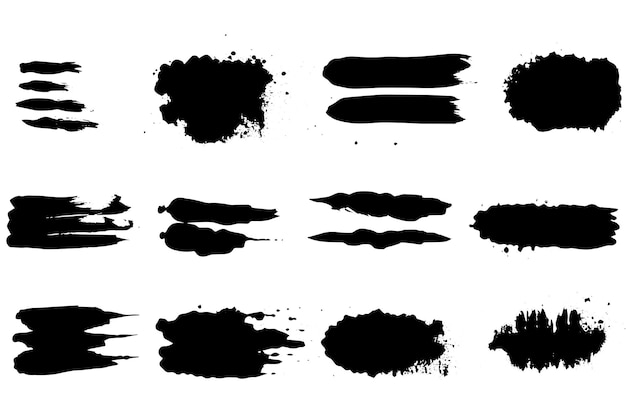 Vector eroded paintbrush set brush strokes templates grunge design elements for social media