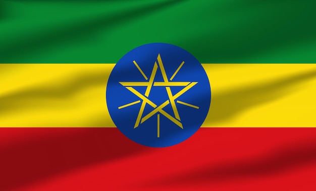 Vector Ethiopië vlag zwaaien realistische vloeiende vlaggen
