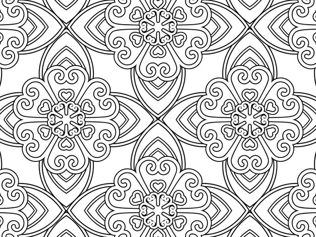Vector ethnic floral seamless pattern with mandalas