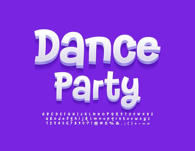 Vector event flyer dance party youth style font trendy alphabet letters numbers and symbols set