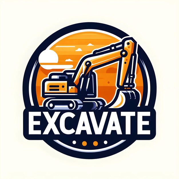 Vector vector excavator and construction logo