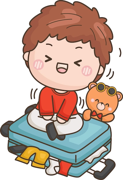 a vector of an excited boy ready to travel