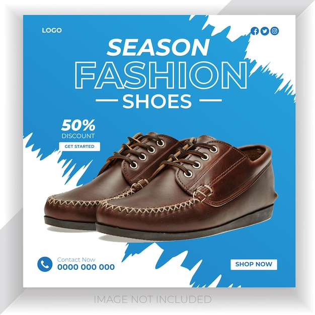 Vector exclusieve schoenencollectie voor mannen sociale media post-sjabloon voor spandoek