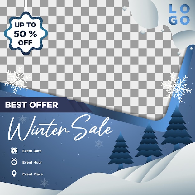 Vector Exclusive Design Template voor de winterverkoop