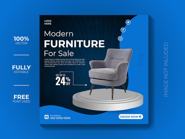 Vector vector exclusive modern home furniture sale social media post design x instagram post template