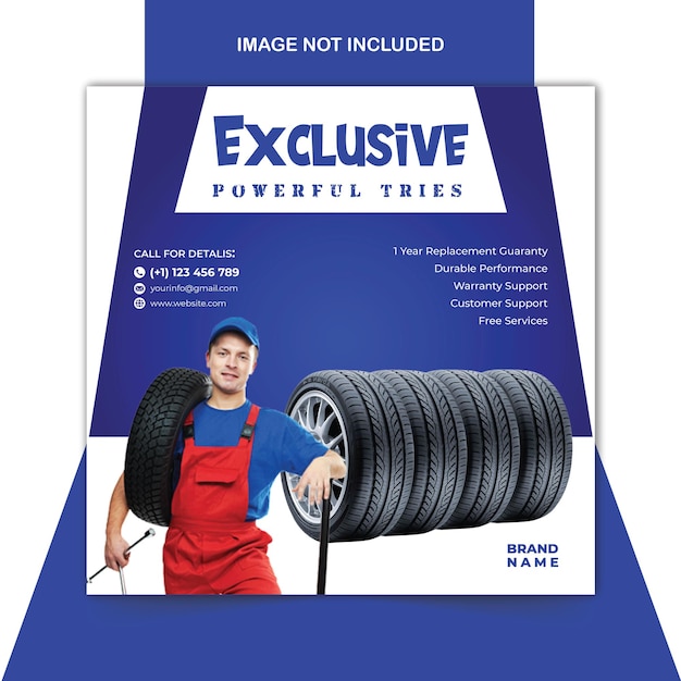 vector Exclusive tire social media post design template and Facebook Twitter Instagram post design