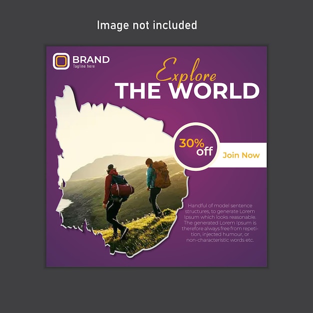 vector explore the travel social media post or intagram post design template