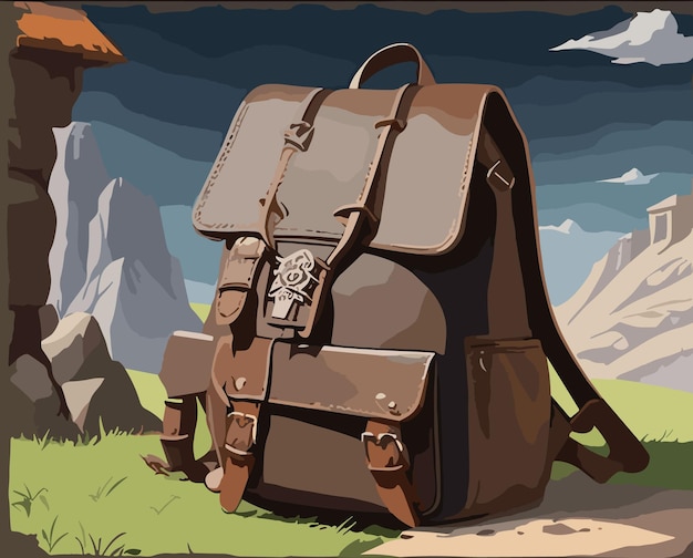 vector explorer with backpack background illustration