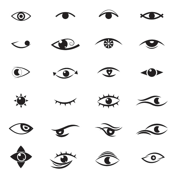 Vector eye drawings on a white background