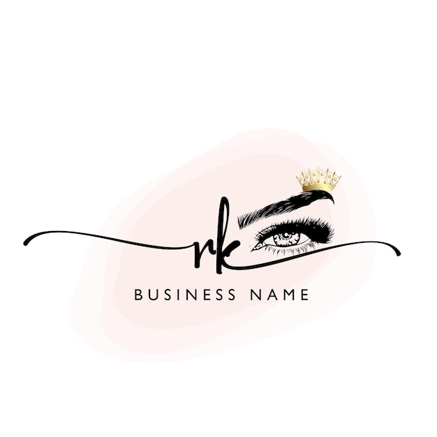 Vector eyelash feminine beauty queen logo template