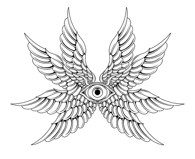 Vector vector eyes with angel wings tattoo