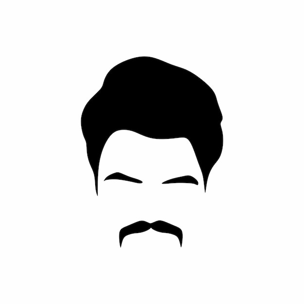 Faccia vettoriale e logo del viso da barbiere e logo del salone dell'uomo vettore png disegno in bianco e nero