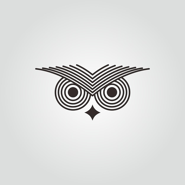 Vector face owl logo design. Owl line art logo design