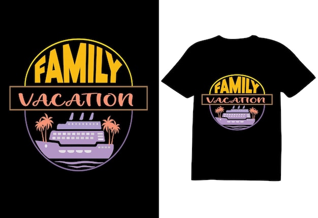 Vector Familie vakantie zomer tshirt ontwerpsjabloon