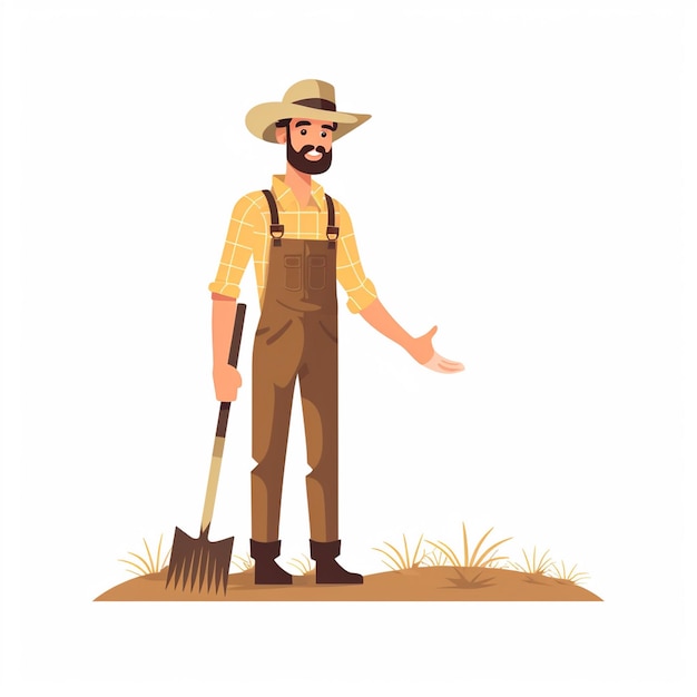 vector farm farmer agriculture farming harvest illustration man people organic field isol