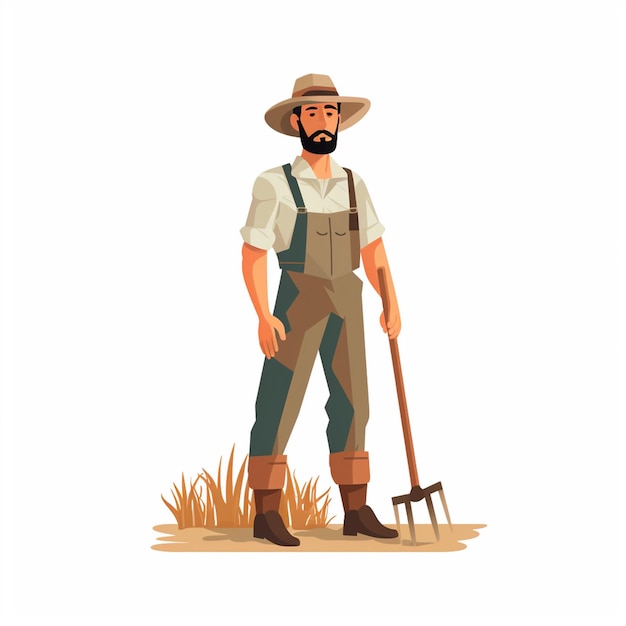 vector farm farmer agriculture farming harvest illustration man people organic field isol