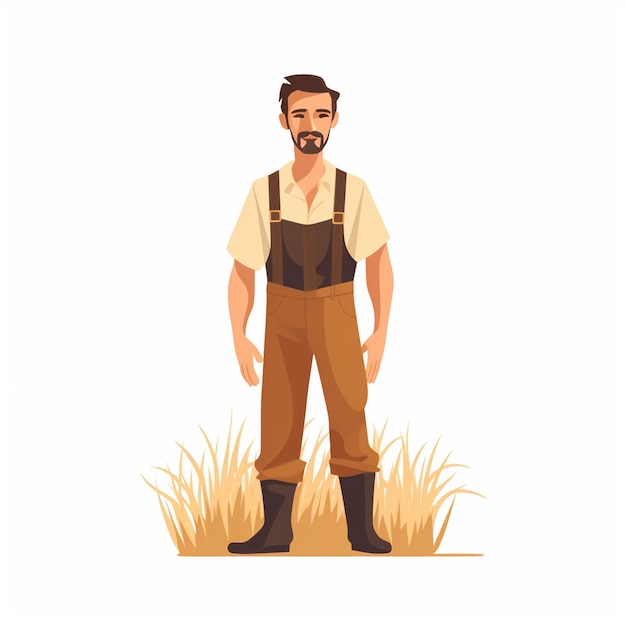 Vector farm farmer agriculture farming harvest illustration man people organic field isol