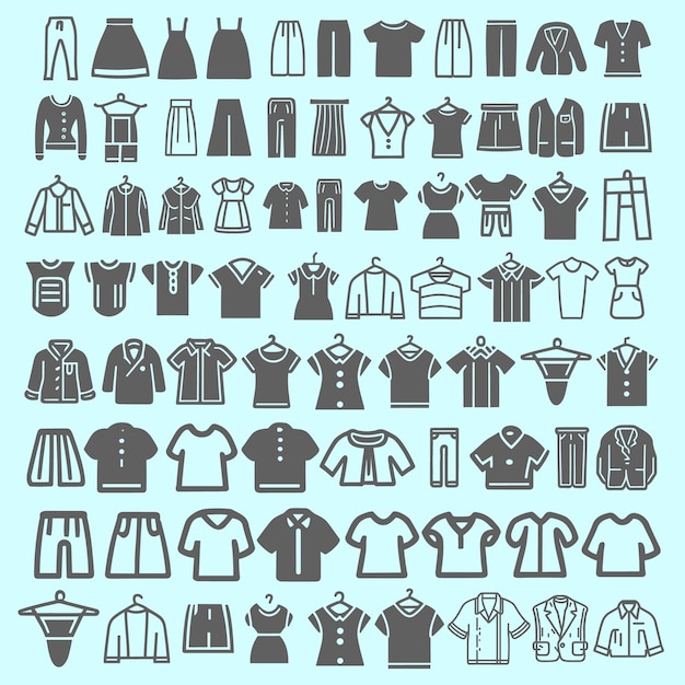 ベクトルファッションと服の線形アイコンコレクション