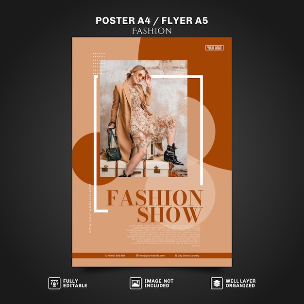 vector fashion poster design with girl photo