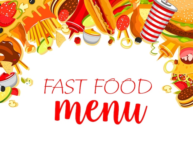 Vettore manifesto del menu dei pasti fast food di vettore