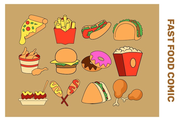 Vector vector fastfood comic vector set