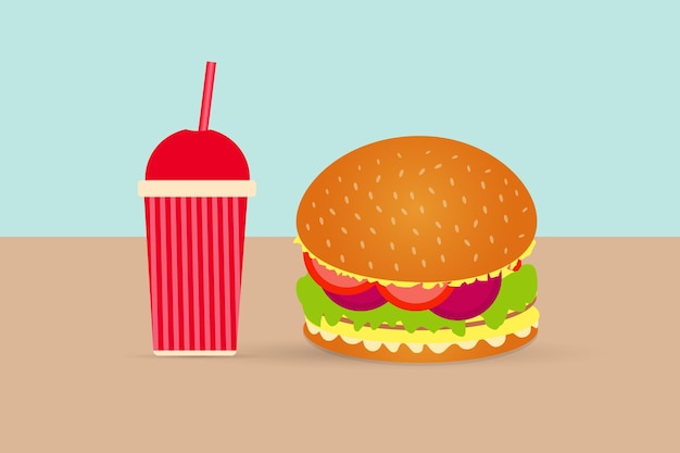 Vector fastfood hamburger en frisdrank