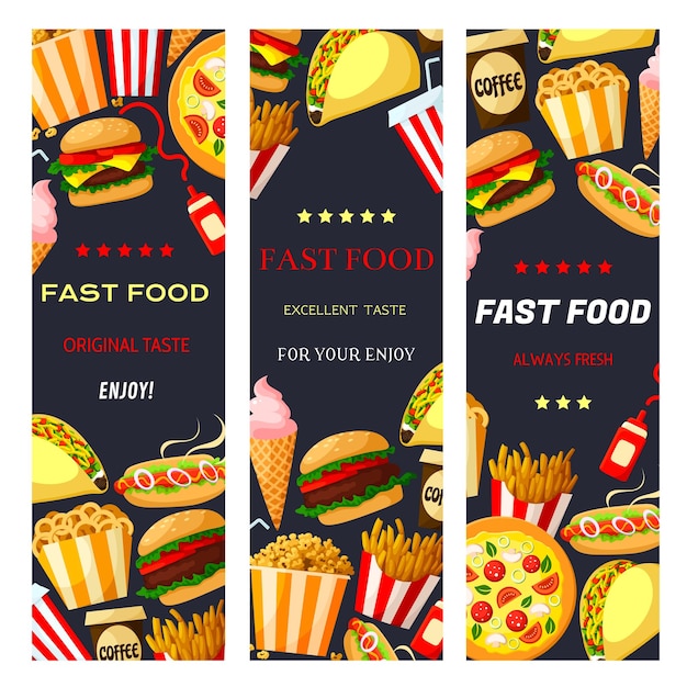 Vector fastfood restaurant banners set