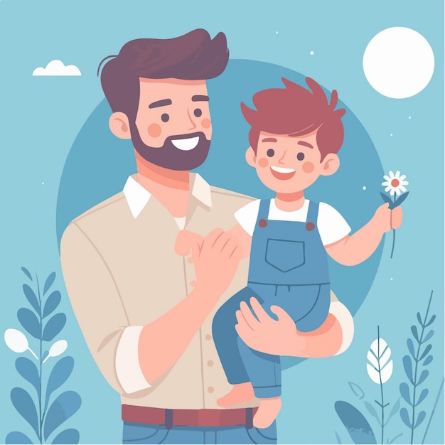 vector father and child