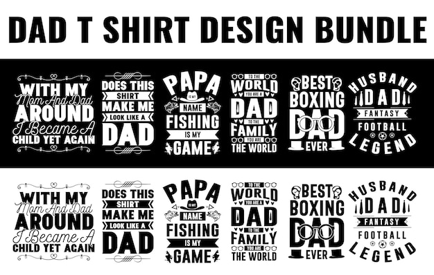 Vettore vector padre giorno tshirt design papà svg design bundle