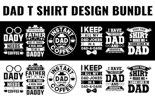 Vector padre giorno tshirt design papà svg design bundle