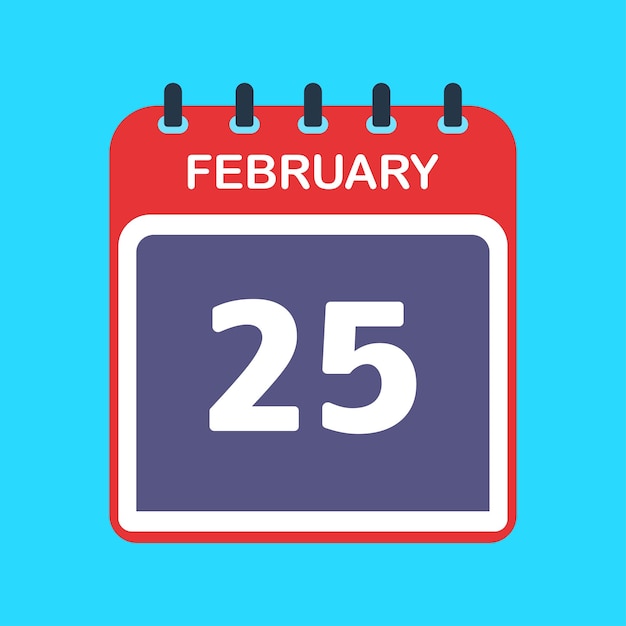 Vector february 25 vector flat design of daily calendar icon