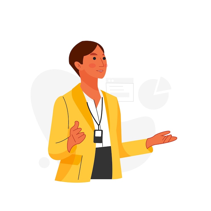 Vector vector of female employee presenting her presentation in the office