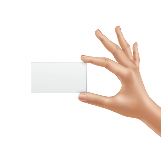 Vector Female Hand Holding Blank Card Isolated