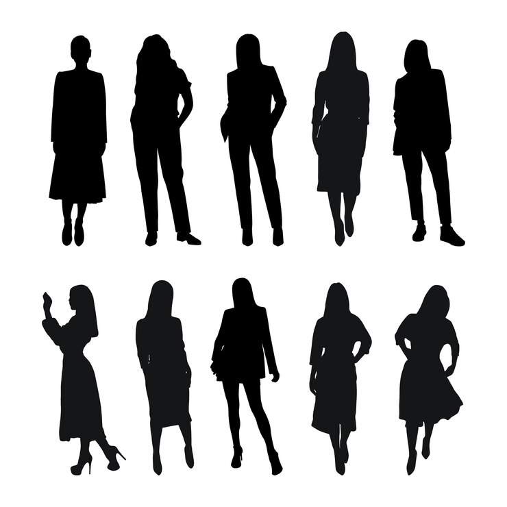 벡터 여성스러운 실루엣 여자 여성 여성 처녀 아가씨 여자 여자 비즈니스 여성 기업가