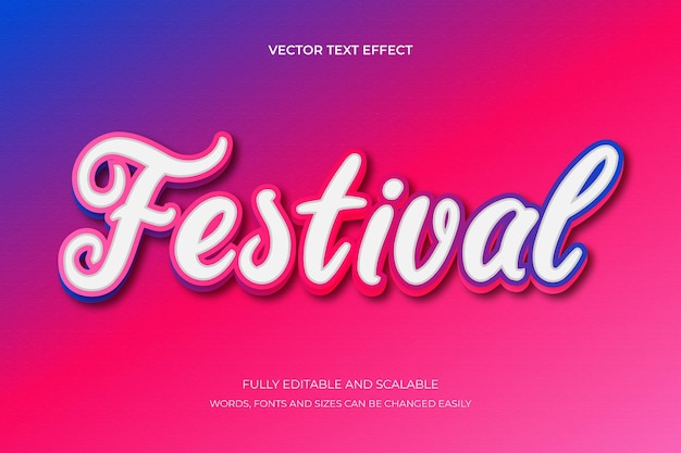 Векторный фестиваль 3d жирный стиль редактируемый текстовый эффект
