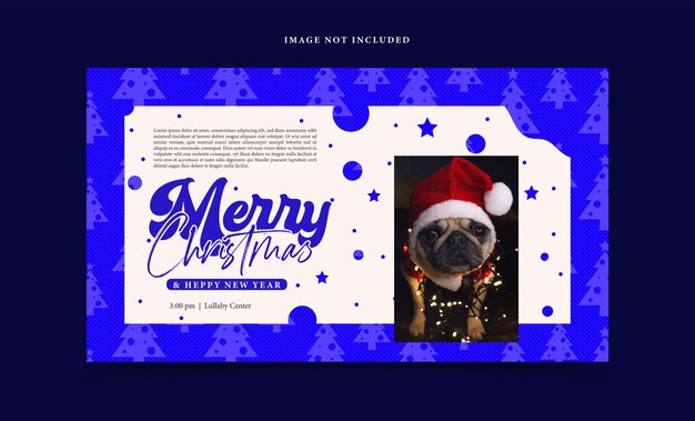 Vector vector festive blue premium merry christmas horizontale banner template