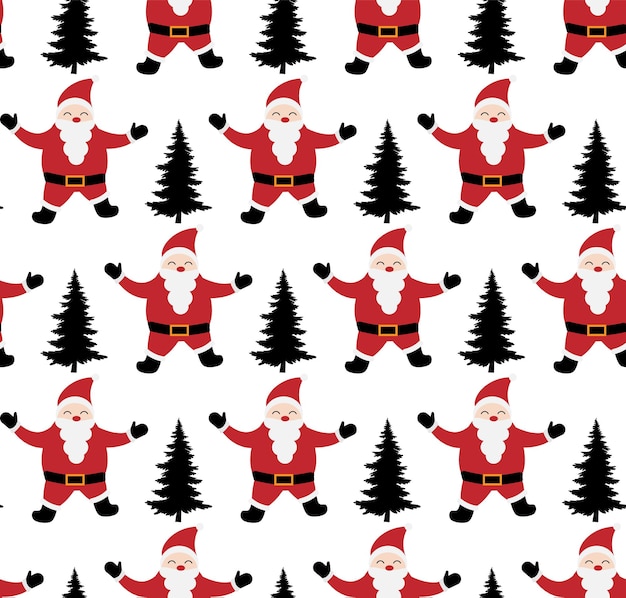 Vector festive Christmas or New Year seamless pattern in santas