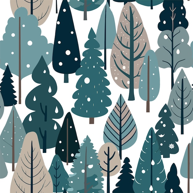 Vector vector festive winter forest and trees abstract naadloos oppervlakpatroon voor producten of verpakkingspapier