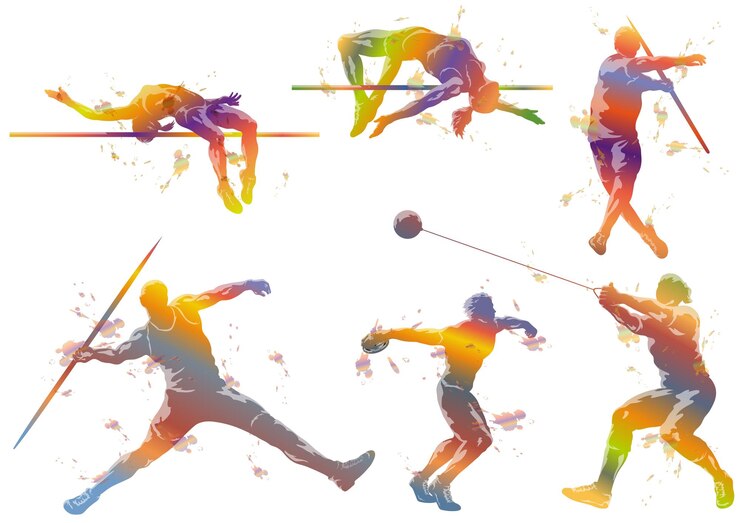 Vector vector field athletes silhouette clipart illustration set isolated on a white background