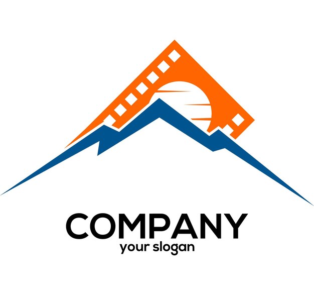 vector film roll logo with mountain