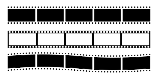 ベクトル フィルム ストリップ。黒のフィルム ストリップとレトロな写真。古いレトロなシネマ ムービー テープ。