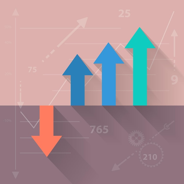 Векторный фон финансового роста в плоском дизайне
