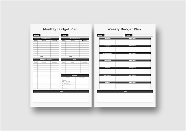 Vector financial planner monthly, weekly, budget
