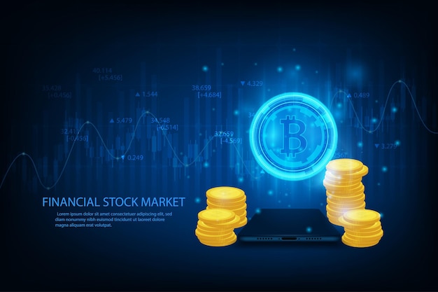 Tecnologia finanziaria vettoriale criptovaluta borsa commerciale concetto di applicazione