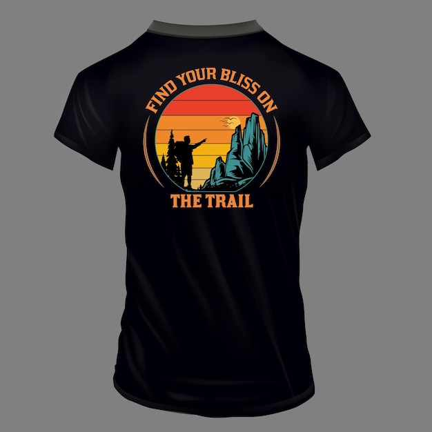 Vettore vettore trova la tua beatitudine sul sentiero escursionismo t-shirt design