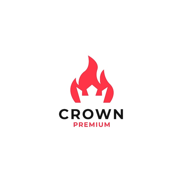 Идея иллюстрации концепции дизайна логотипа векторной огненной короны